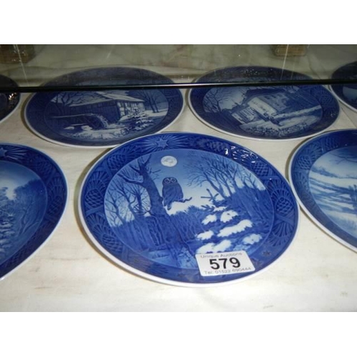 579 - Seven Royal Copenhagen cabinet plates.