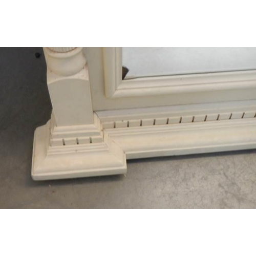 589 - A large framed bevel-edged over mantel mirror with Greek styling, (small mirror corner loss bottom l... 