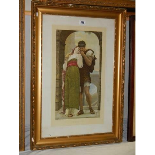 598 - A framed and glazed print entitled 'Wedded', Frame 87 x 60 cm, Image 53 x 29 cm. COLLECT ONLY.