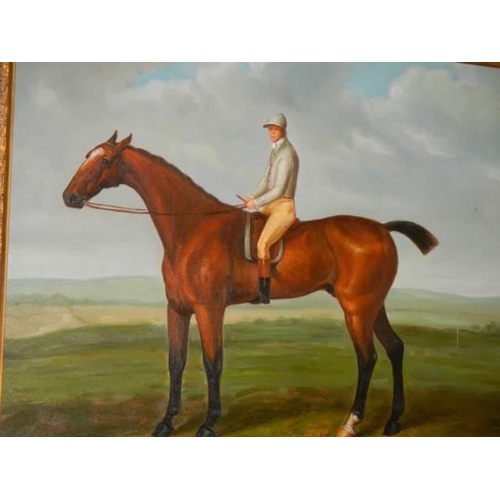 606 - An oil on canvas racehorse study, COLLECT ONLY.