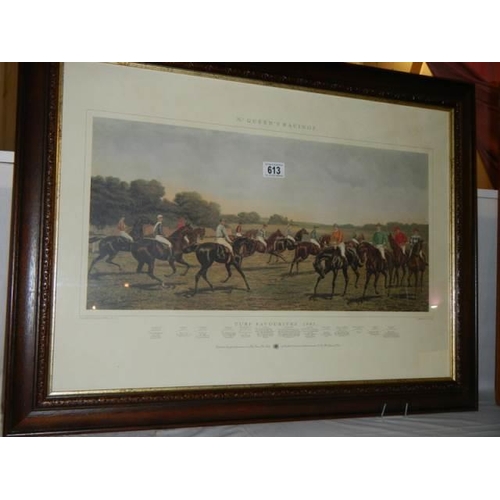 613 - A pair of race meeting prints (one missing glass) COLLECT ONLY.