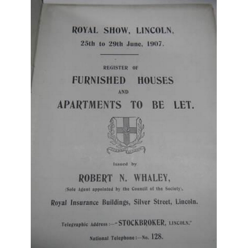 664 - The Register of Furnished Houses to let for Royal Show Lincoln, 25th - 29th June 1907.