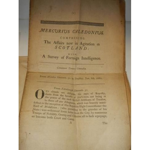 685 - Pages from an antique book relating to The Affairs Now In Agitation in Scotland.