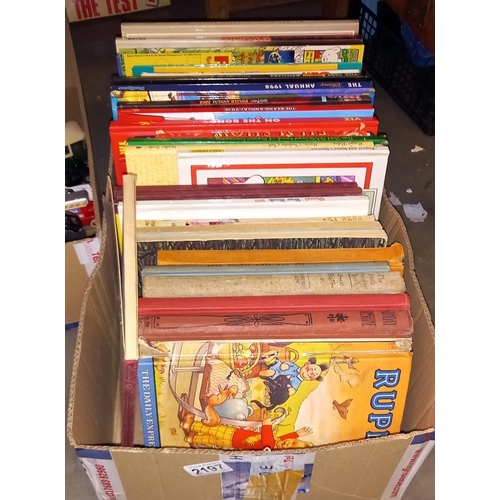 2197 - A good lot of annuals and books including Rupert, Viz, Look-in, Enid Blyton, The Broons, Giles etc