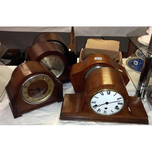 2312 - 5 wooden mantle clocks and some clock parts COLLECT ONLY