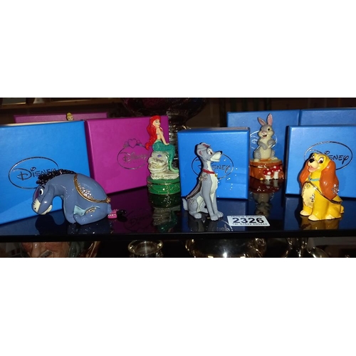 2326 - 7 Disney boxed trinket boxes including Lady and Tramp