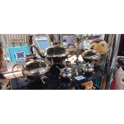 2329 - A Paramount silver plate teapot, milk jug and sugar bowl etc