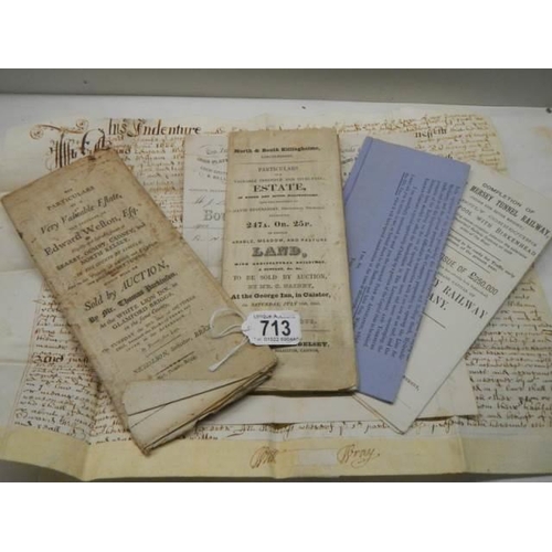 713 - An interesting collection of documents including indentures and document relating to the Mersey Tunn... 