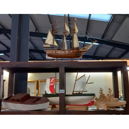 2379 - A quantity of wooden model boats COLLECT ONLY