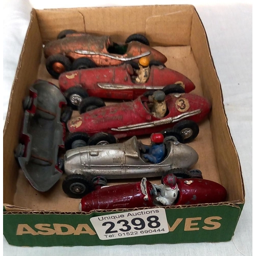 2398 - A tray of 1950/60's diecast racing cars by various makers including Crescent and Timpo