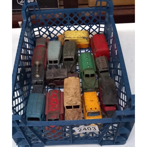 2403 - A tray of 1950's playworn diecast Dinky commercial vehicles