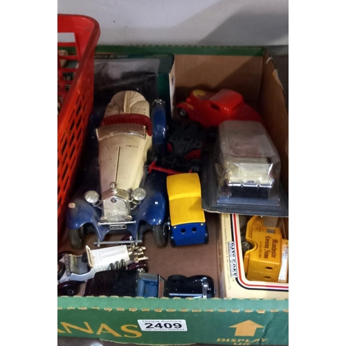 2409 - A box of mixed diecast etc including Corgi, Burago, Maisto, Lledo etc