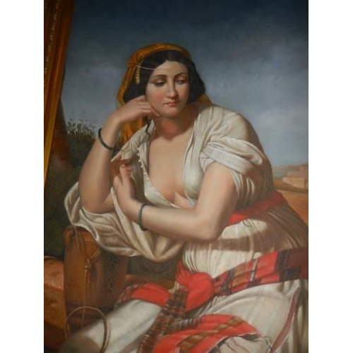 784 - A gilt framed oil on canvas painting of a lady, COLLECT ONLY.