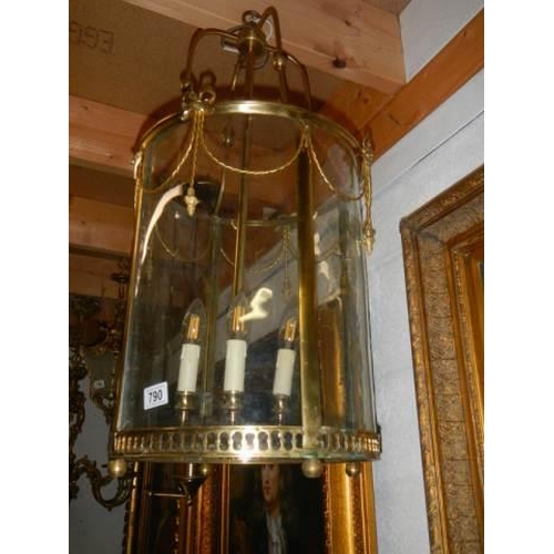 790 - A good quality brass hall lantern, COLLECT ONLY.