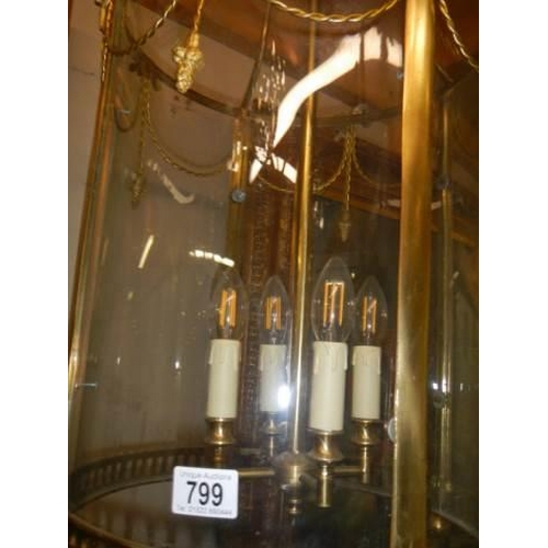 799 - A good quality brass hall lantern, COLLECT ONLY.