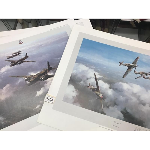 710A - 5 Robert Taylor Prints, all signed by different pilots including Spitfire by Jonnie Johnson and Doug... 