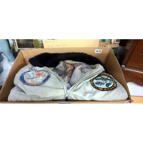 2476 - A Energy aviation limited jacket, size small with US Naval patches in need of cleaning