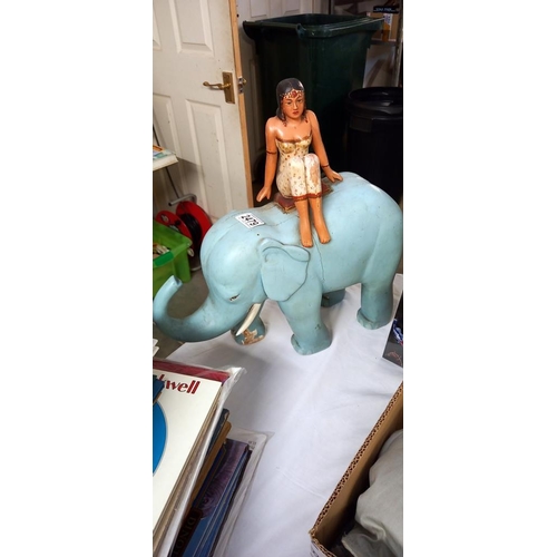 2479 - A large hard wood painted wooden elephant, length 39cm x height 41cm