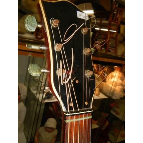 806 - A Hofner Senator Brun E1 thin 1950's electro/acoustic guitar, original pick guard with brown hard ca... 