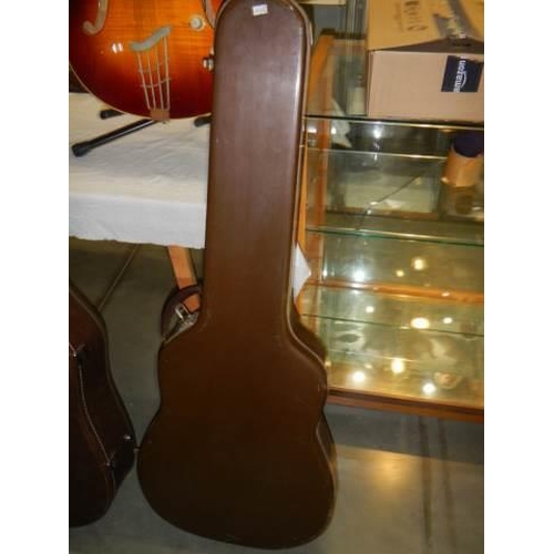 806 - A Hofner Senator Brun E1 thin 1950's electro/acoustic guitar, original pick guard with brown hard ca... 