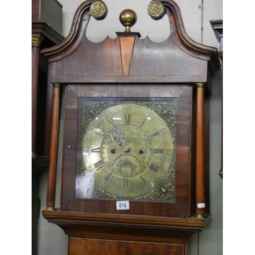 816 - A good oak cased 8 day Victorian Grandfather clock by John Steel, complete and ticking but may need ... 