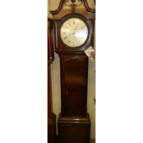 817 - A late Victorian / early Edwardian 30 hour Grandfather clock with circular silver plated dial by Rev... 