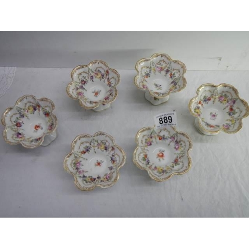 889 - A set of six fine porcelain sundae dishes.