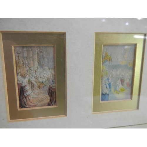 901 - A framed and glazed Baxter print 'the Holy Family' and Baxter miniature needle prints 'The Regal Set... 