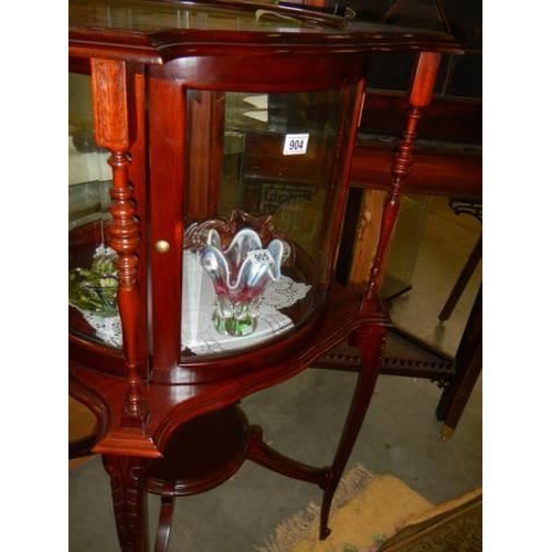 904 - A Victorian style mahogany display cabinet. COLLECT ONLY.