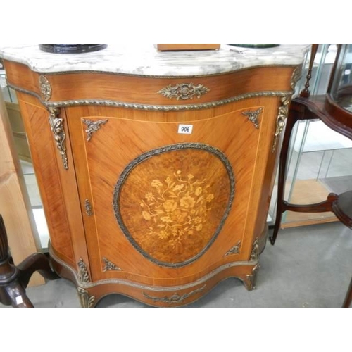 906 - A good quality Victorian style marble topped inlaid credenza, COLLECT ONLY.