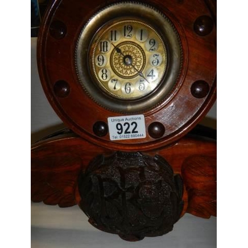 922 - A unique hand carved 'Propeller clock' made as a present for an officer in WW1 Royal Flying Corps fr... 