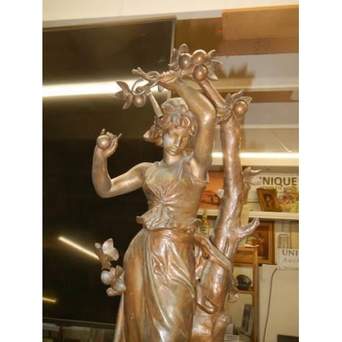 937 - A good French mantel clock surmounted spelter female figure, in working order COLLECT ONLY.