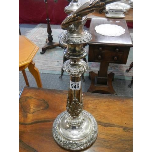 946 - A pair of early Victorian Sheffield plate candelabra.