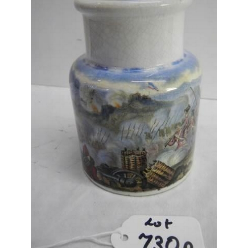 730A - A Prattware jam jar 'The Fall of Sebastopol' (8th Sept. 1855). 3.25