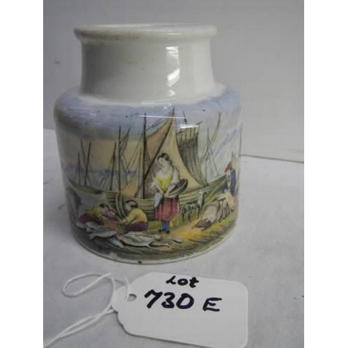 730E - A Prattware jar 'mending the Nets' 3