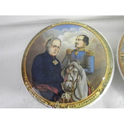 730H - Four large pot lids including 'The Allied Generals'.