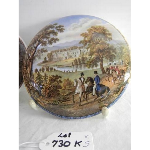 730K - Five pot lids including The Seat of the Duke of Wellington and other rare examples.