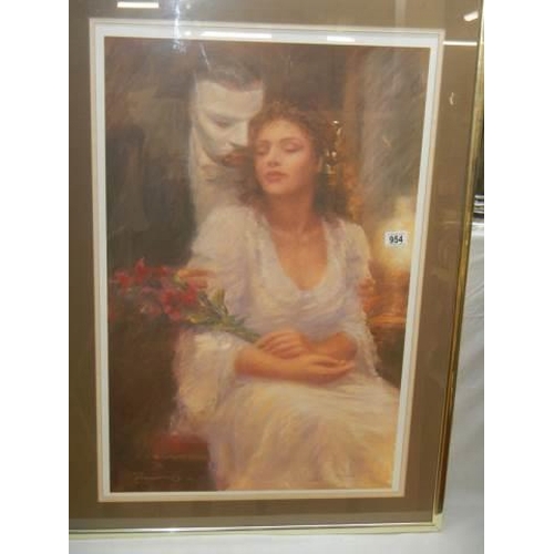 954 - A framed and glazed print entitled 'Loves Pursuit' by Bradley J Parish, COLLECT ONLY.