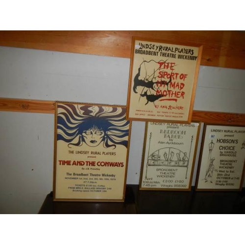 967 - Six framed theatre posters for Wickenby Lincolnshire.