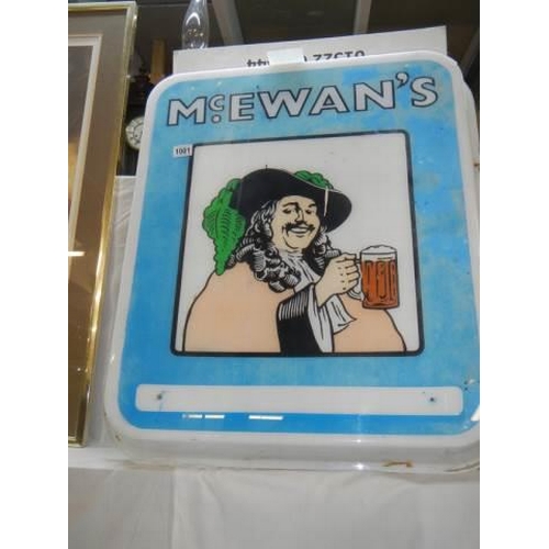 1001 - A mid 20th century plastic sign, McEwan's. COLLECT ONLY.