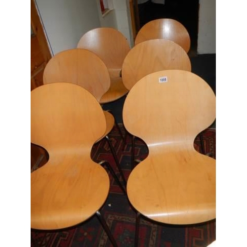 1008 - A set of six Scandinavian style chairs. COLLECT ONLY.