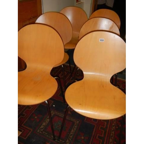 1010 - A set of six Scandinavian style chairs. COLLECT ONLY.