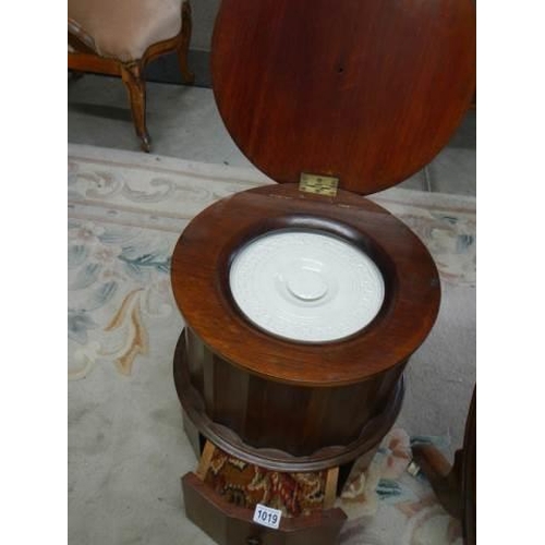 1019 - A Victorian mahogany commode complete with liner, COLLECT ONLY.