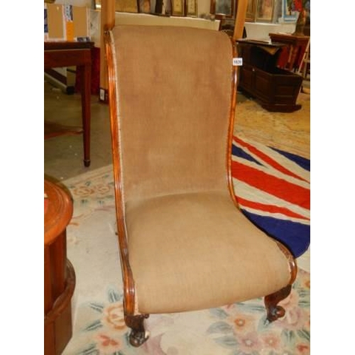 1020 - A Victorian walnut framed nursing chair, COLLECT ONLY