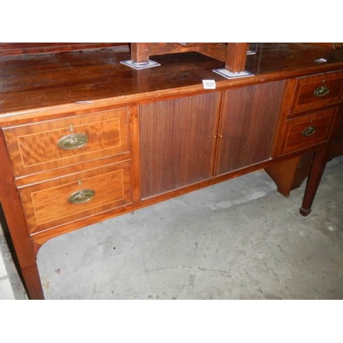 1031 - A late Victorian mahogany sideboard with two shelves and four doors. COLLECT ONLY.