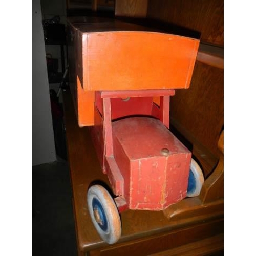 1055 - A hand made wooden lorry, COLLECT ONLY.