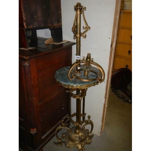 1098 - A mid Victorian heavy brass standard lamp base. COLLECT ONLY.