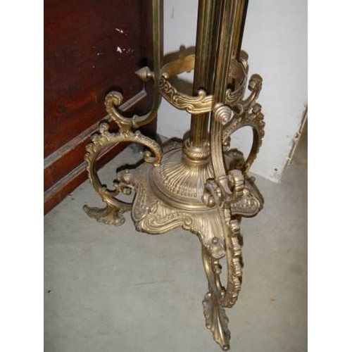 1098 - A mid Victorian heavy brass standard lamp base. COLLECT ONLY.