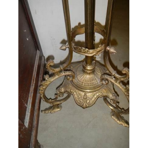 1098 - A mid Victorian heavy brass standard lamp base. COLLECT ONLY.