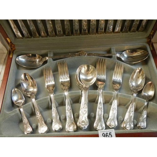 965 - A Viners Kings pattern canteen of cutlery.